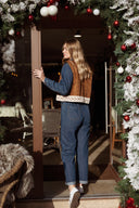 Gilet camel sans manches en daim femme bohème ethnique Hendrick