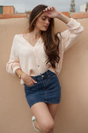 Gros gilet épais hiver femme loose rose pâle Issey