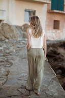 Gilet sans manches beige bohème été femme perles Mael