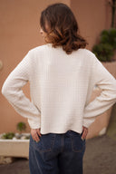 Gilet classique beige femme mi saison avec boutons dores Pedro