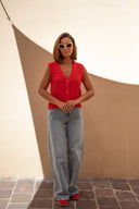 Gilet en maille sans manches rouge femme Uriel