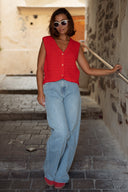 Gilet en maille sans manches rouge femme Uriel