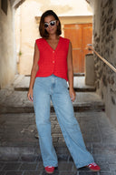 Gilet en maille sans manches rouge femme Uriel