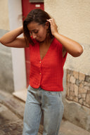 Gilet en maille sans manches rouge femme Uriel