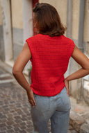 Gilet en maille sans manches rouge femme Uriel