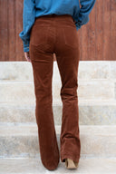 Jean patte d'elephant marron velours femme camel