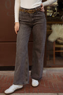 Jean large taille haute femme gris hiver Boho