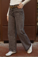 Jean large taille haute femme gris hiver Boho