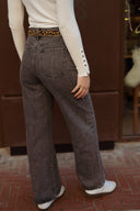 Jean large taille haute femme gris hiver Boho