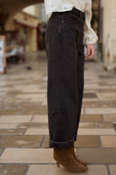 Jean large femme taille haute hiver tendance gris foncé César