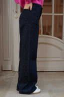 Jean taille haute brut femme hiver large avec strass Clay