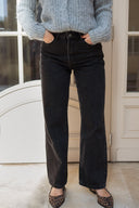 Jean large coupe évasée taille haute femme gris foncé hiver Joey