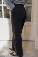 Jean large coupe évasée taille haute femme gris foncé hiver Joey