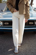 Jean large taille haute beige femme printemps été Joshua