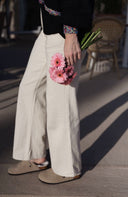 Jean large taille haute beige femme printemps été Joshua