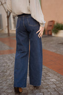 Jean taille haute large femme bleu foncé brut Daryl