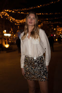 Jupe courte femme strass argent soirée Harper