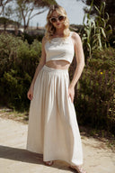 Jupe en lin beige dos nu femme été tendance bohème Hilda