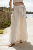 Jupe en lin beige dos nu femme été tendance bohème Hilda