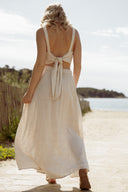 Jupe en lin beige dos nu femme été tendance bohème Hilda