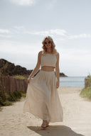 Jupe en lin beige dos nu femme été tendance bohème Hilda