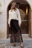 jupe longue femme noire satinée dentelle hiver tendance Marilou