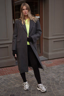 Manteau oversize long hiver femme gris foncé en laine Arsene