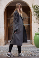 Manteau oversize long hiver femme gris foncé en laine Arsene