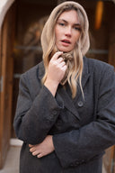 Manteau oversize long hiver femme gris foncé en laine Arsene