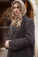 Manteau oversize long hiver femme gris foncé en laine Arsene