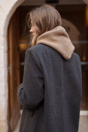 Manteau oversize long hiver femme gris foncé en laine Arsene