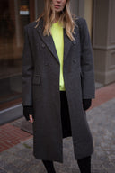 Manteau oversize long hiver femme gris foncé en laine Arsene