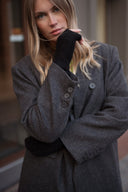 Manteau oversize long hiver femme gris foncé en laine Arsene