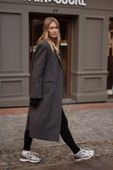 Manteau oversize long hiver femme gris foncé en laine Arsene