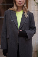 Manteau oversize long hiver femme gris foncé en laine Arsene