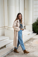 Manteau long beige oversize en laine chaud femme hiver