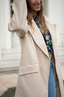 Manteau long beige oversize en laine chaud femme hiver