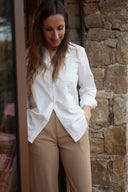 Pantalon large taille haute femme fluide camel Auguste