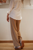 Pantalon large taille haute femme fluide camel Auguste