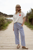 Pantalon femme été rayé bleu ciel tendance Elias