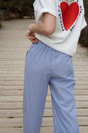 Pantalon femme été rayé bleu ciel tendance Elias