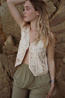 Pantalon fluide taille haute kaki été femme Léon