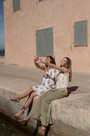 Pantalon fluide taille haute kaki été femme Léon