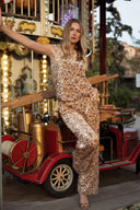 Pantalon sequins or femme fêtes soirée velours beige Lonni