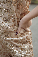 Pantalon sequins or femme fêtes soirée velours beige Lonni