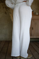 Pantalon gaze de coton blanc femme été bohème Soko