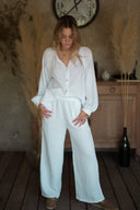 Pantalon gaze de coton blanc femme été bohème Soko
