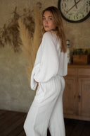 Pantalon gaze de coton blanc femme été bohème Soko