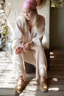 Pantalon gaze de coton beige femme été bohème Soko