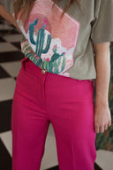 Pantalon taille haute large fushia femme Lison